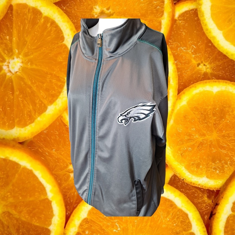 Mens NFL Philadelphia Eagles Team Apparel Gray Full Zip Track Jacket 2XL